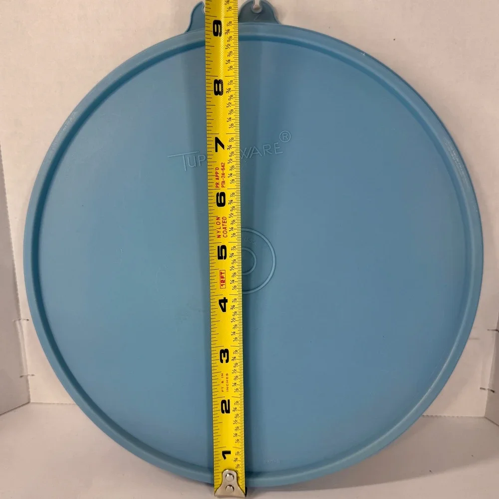 Vintage Tupperware Blue Round Replacement Lids‎ 230-8 230-15 Set of 2 USA 9 In *